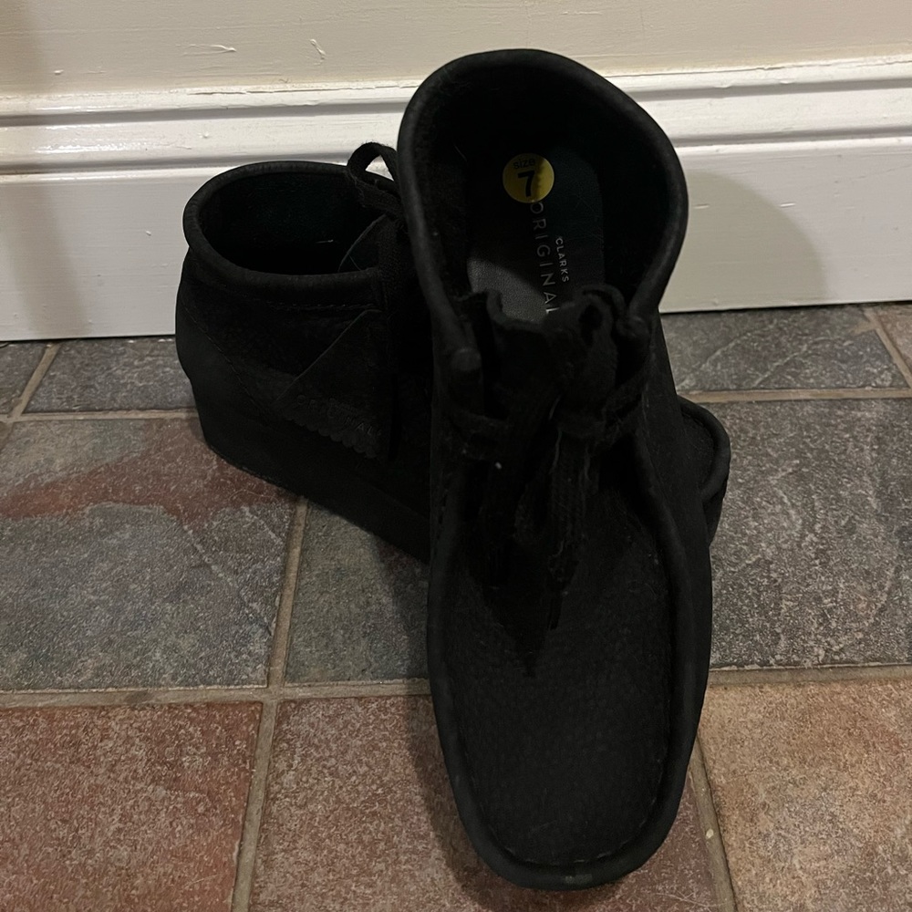 Clarks wallabees (black suede) size 7